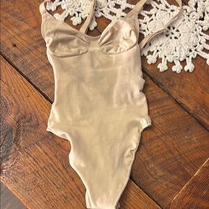 SKIMS Cream Bodysuit with Sweetheart Neckline